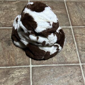 Cow Print Faux Fur Hat